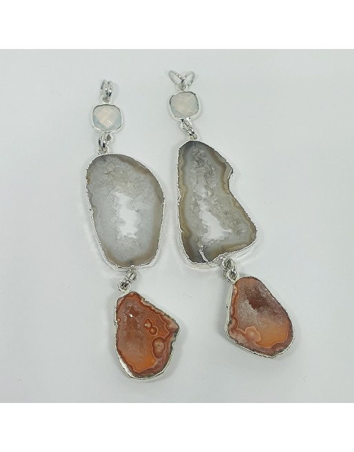 Peachy & white Geode Druzy hangers