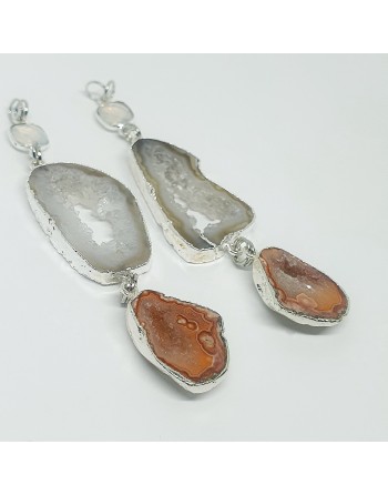 Peachy & white Geode Druzy hangers